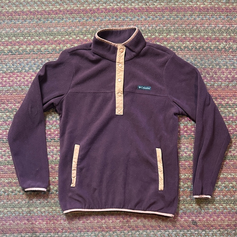 COLUMBIA MAROON FLEECE QUARTER SNAP PULLOVER SWEATER